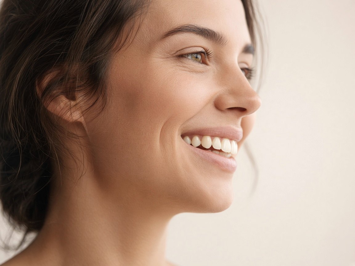 A natural smile in profile